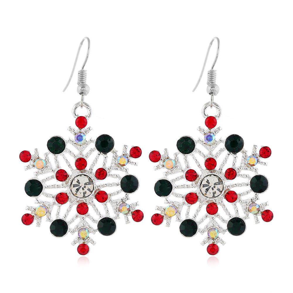 Snowflake Necklace Set With Rhinestone Decor And Alloy Chain Christmas For