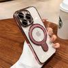 For Magsafe Bracket Plating Case For iPhone 17 16 15 13 14 Pro Max Plus Magnetic Stand Ring Holder Transparent Shockproof Cover