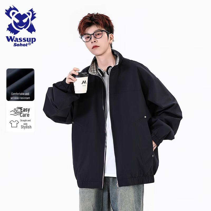 Wassup Sohot Men's Plaid Casual Lapel Jacket
