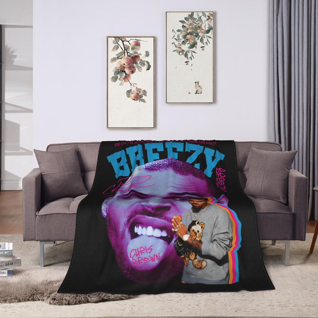 Middle Finger Vintage Chris Brown Blankets Fleece Autumn  Multi-function Super Soft Throw Blanket for Bedding Outdoor Bedspread
