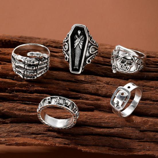 5 Pcs/Set Ring Set Stackable Punk Style Vintage Different Shapes Sickle Finger Decoration Jewelry Joint Finger Statement Rings Lady Gift