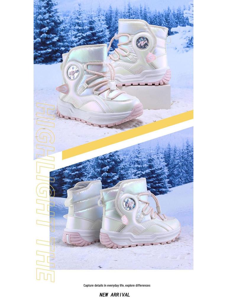 2024 Winter Kids' Snow Boots: Fleece-Lined, Non-Slip, Wear-Resistant, Warm Cotton for Boys & Girls