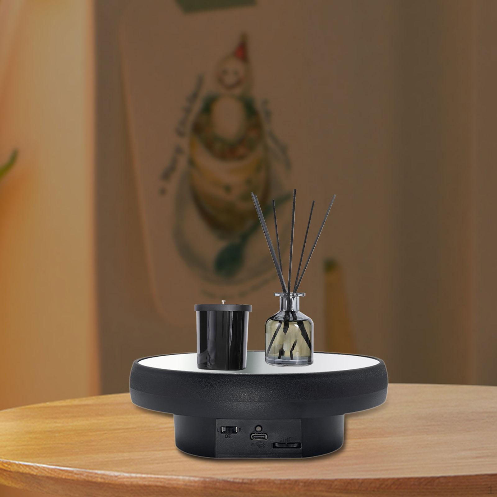 

Electric Rotating Jewelry Display Stand Automatic Tray Gifts Multifunctional Revolving Base 16 cm Black