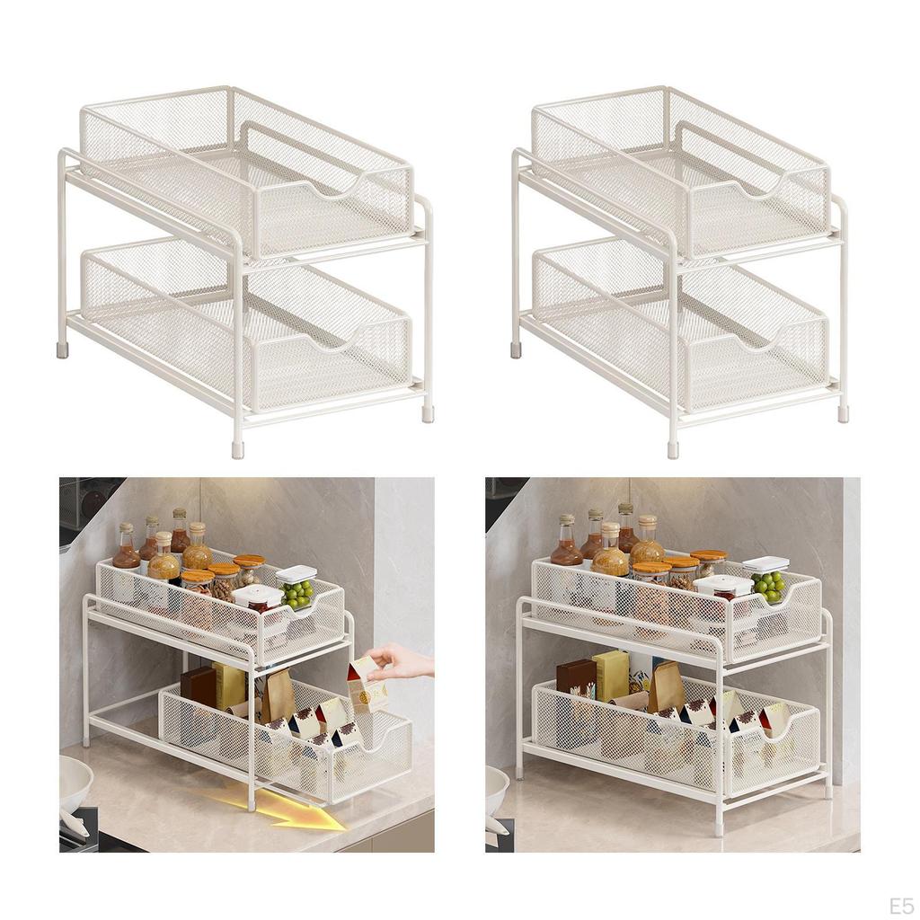 2 Tier Cabinet Organizer with Sliding Feature for Kitchen