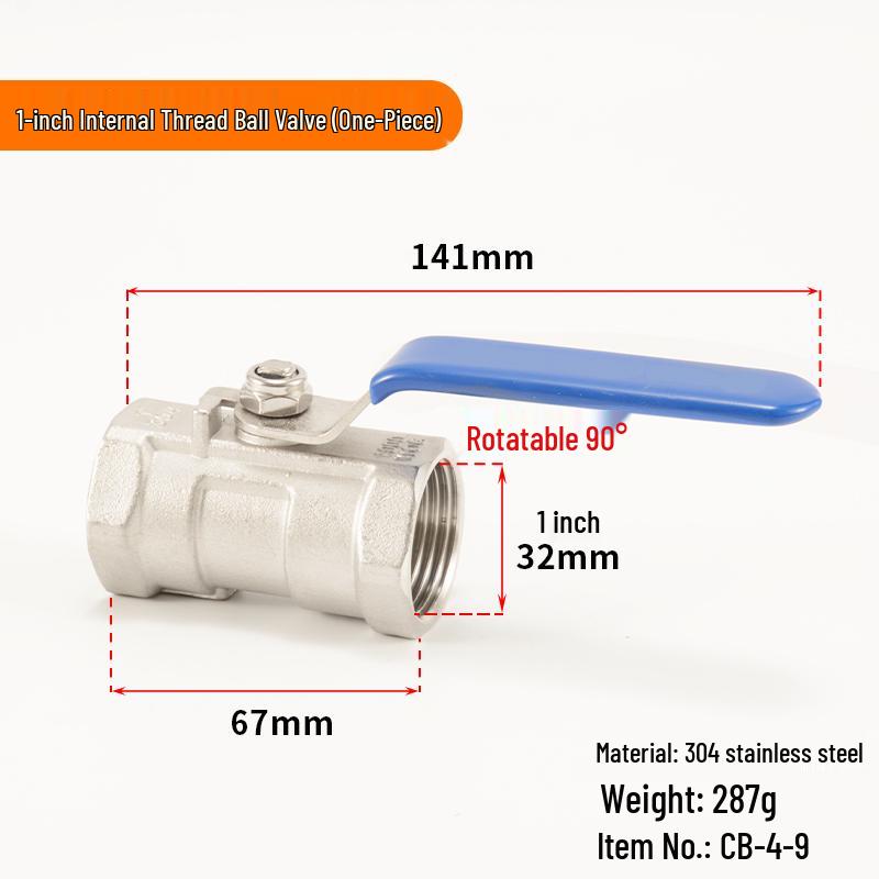 304 Stainless Steel Ball Valve, 1/2/3-Piece, Internal Thread Water Switch, Size DN15/DN10