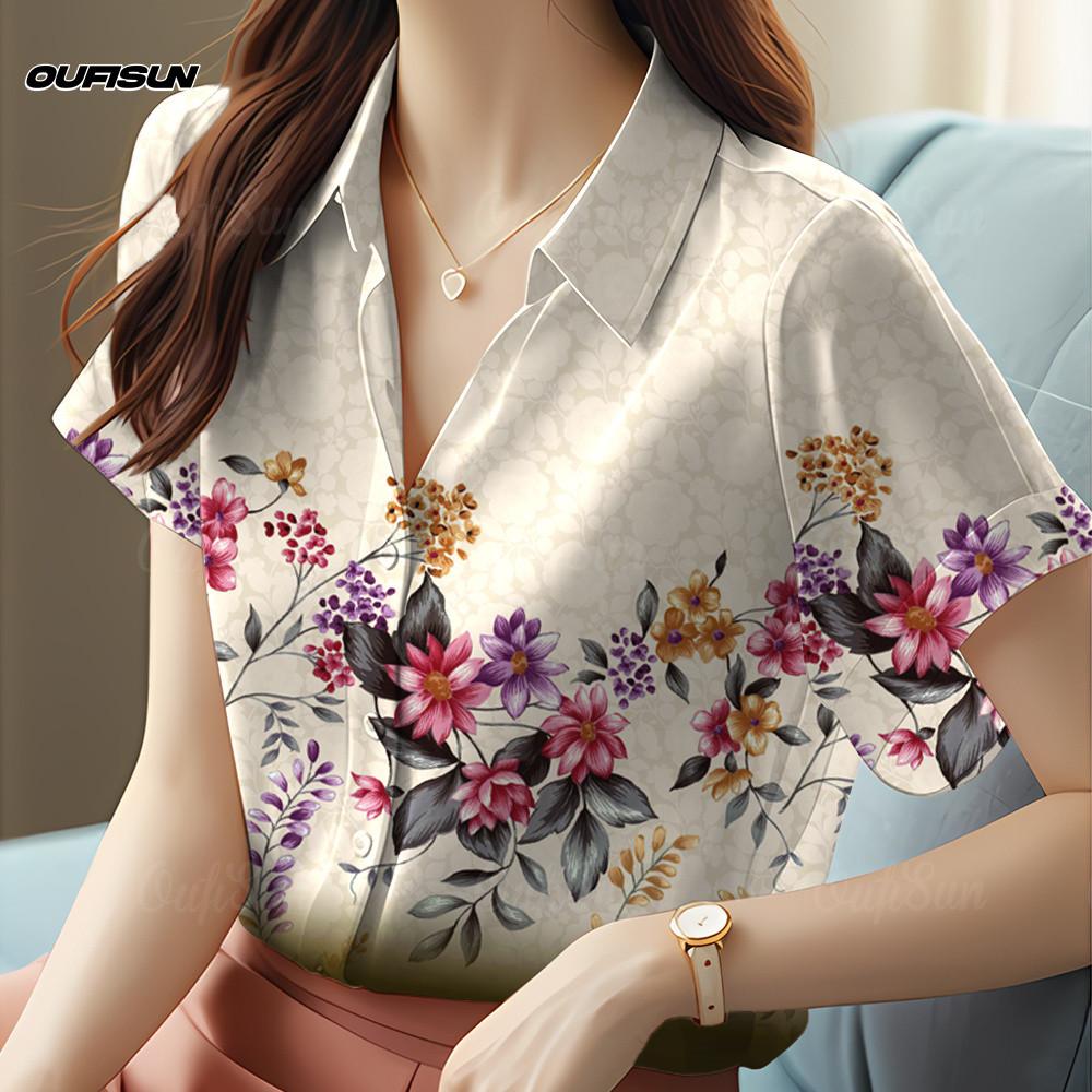 Floral Chiffon Blouse - Casual Office Wear for Plus Size Women S