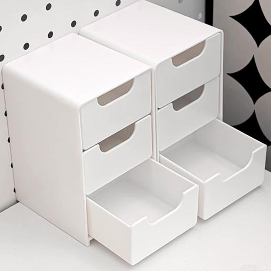 1 Set Desktop Storage Box Modular 3-Drawer Organizer Scratch-Resistant Desk Drawers for Jewelry Stationery Cosmetics Storage And Organization