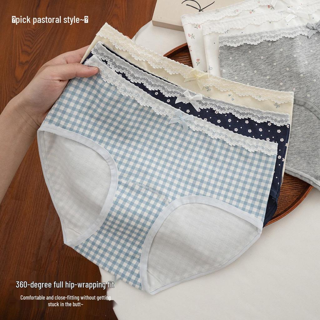 10A Antibacterial Floral Mid-Rise Women's Cotton Briefs with Extended Breathable Crotch