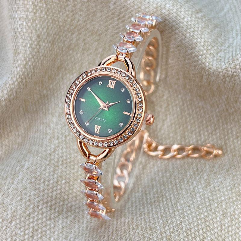 UTHAI CQ383 Fashionable Women watch bracelet with diamond inlaid colored quartz watchlight luxury clock giftwatches for woman