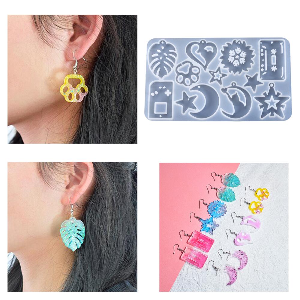 Earrings Pendant Silicone Mold Leaves Heart Shape Epoxy Resin Mold for DIY Necklace Pendant Epoxy Resin Crafts Jewelry Making