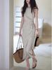 Er Yang [Moon In the Pines] Women's Polka Dot Linen-Cotton Dress with Cinched Waist