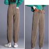 Women's Autumn and Winter Plus Size Corduroy Thickened Plus Velvet Feet Casual Pants