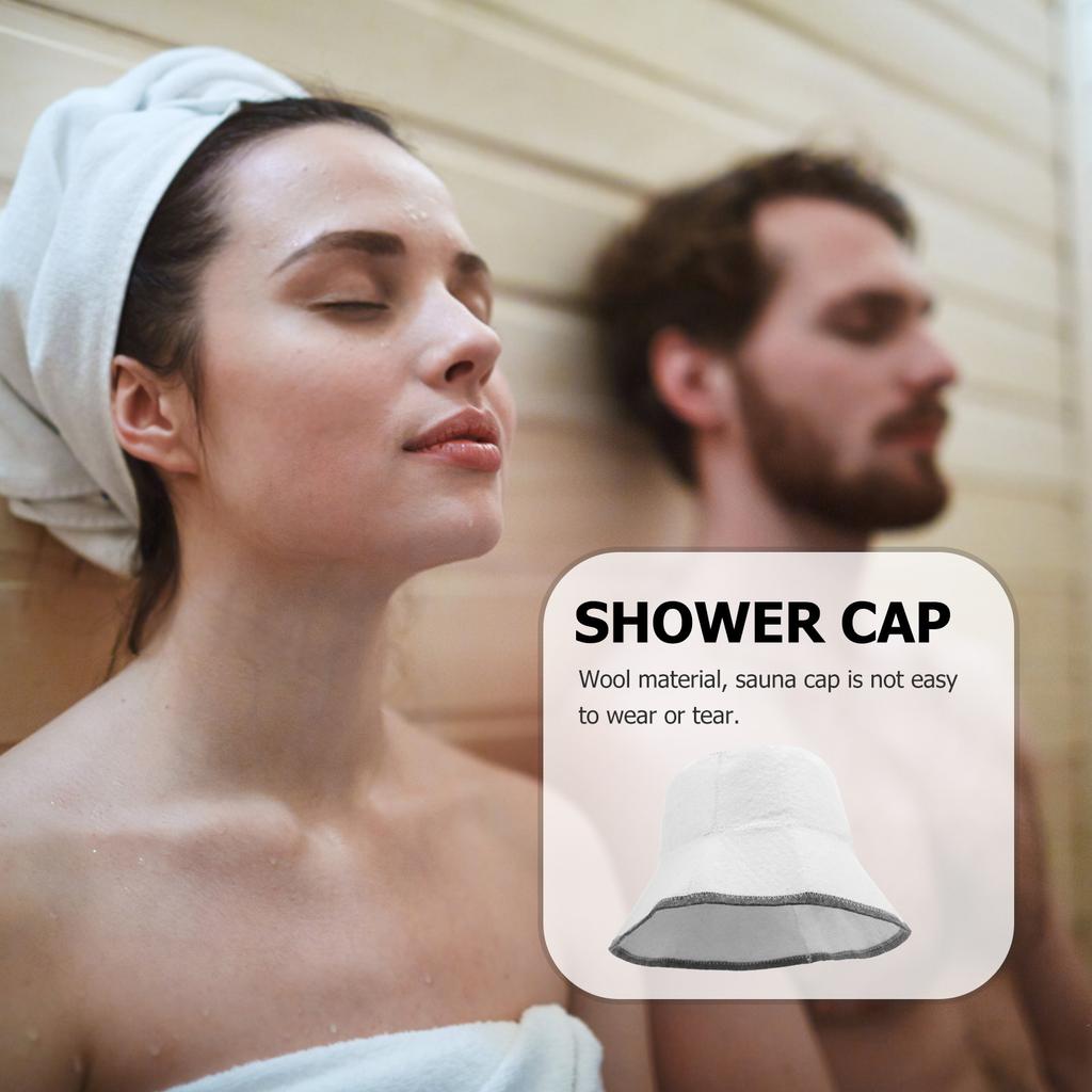 Portable Thick Wool Sauna Hat Water Absorbent Breathable Sauna Cap Lightweight Shower Bath Accessory for Women