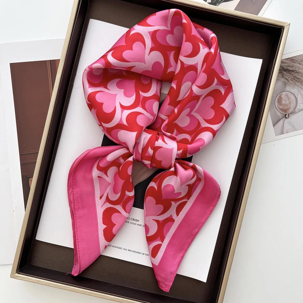 Foulard Quadrato Stampato Morbido Raso di Lusso per Donna Foulard Fascia per Capelli Primaverile Foulard Bandana Echarpe Cravatta Sciarpe