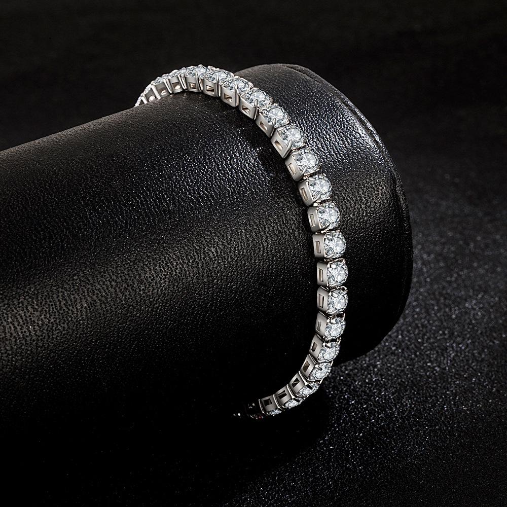 High Quality S925 Silver Platinum Plated Moissanite Bracelet Sparkling Personality Wedding Jewelry Gift Charm Bracelet for Women