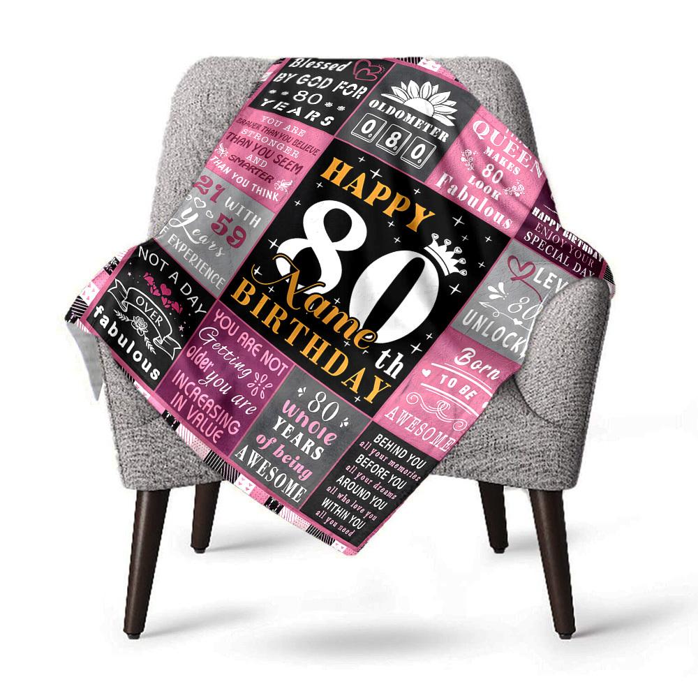 Happy 80Th Birthday Home Customize Your Name Blankets Suitable For Picnics Sofas Offices Bedrooms Living Rooms And As A Gift For Friends And Family On