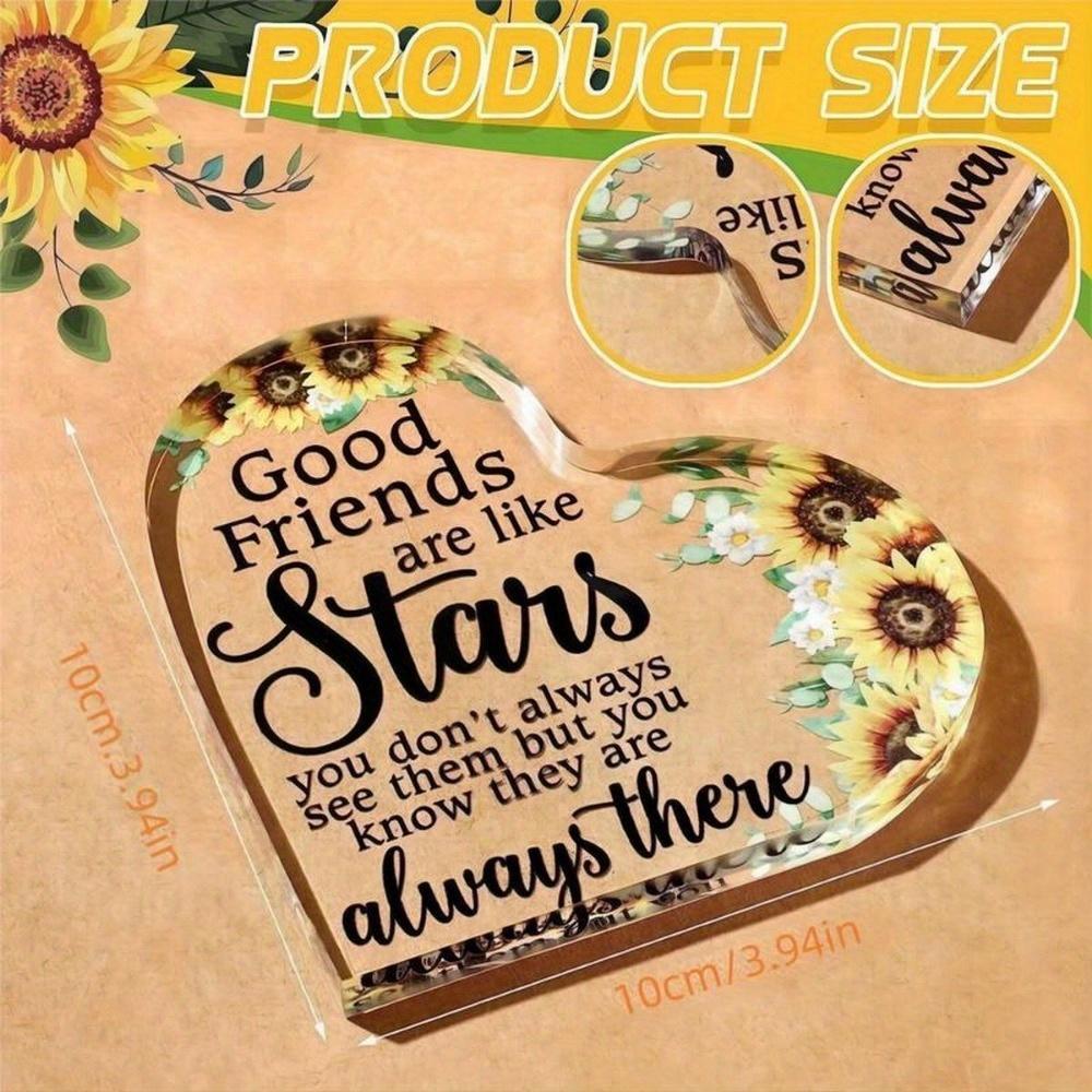 Sunflower Friendship Heart - Long Distance Bestie Gift for Special Occasions