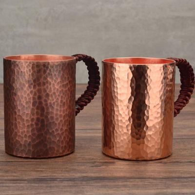 Cană de cafea din cupru, bătută manual, dreaptă, cană de apă, ceașcă de ceai din cupru, set de ceai multifuncțional, cană de apă din cupru, realizată manual
