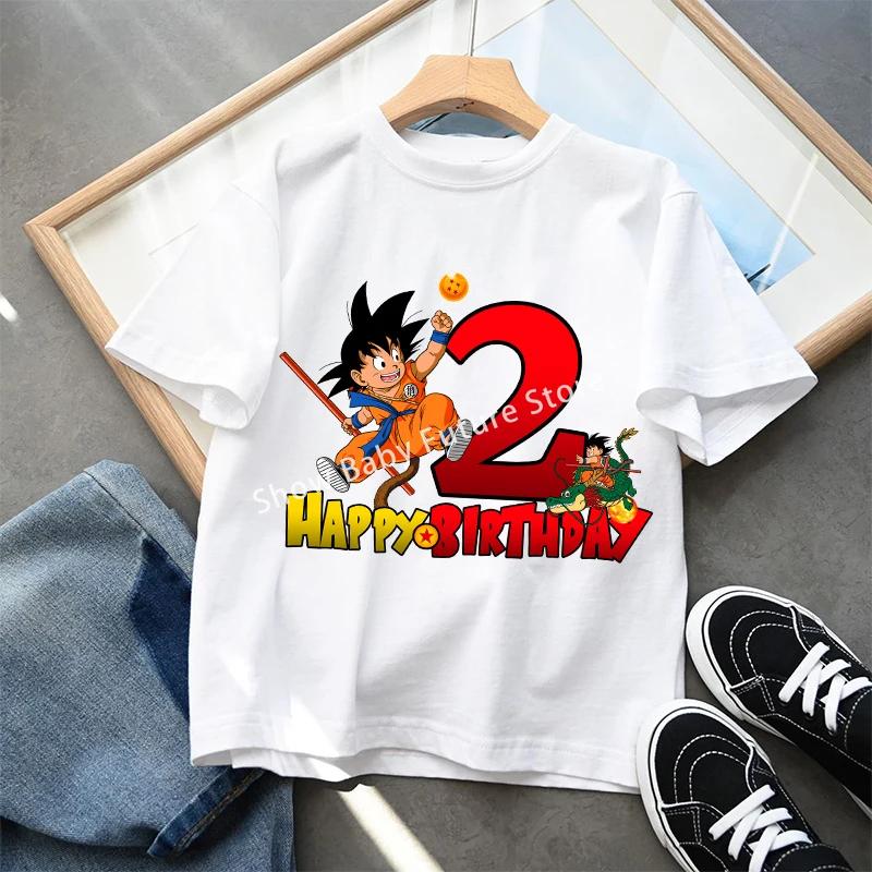 Dragon Ball Goku T-shirt Zomer Wit Kinderen Korte Mouwen Katoenen Kleding Cartoon Anime Kinderen Kawaii Schattig Cadeaus Ademend Zacht