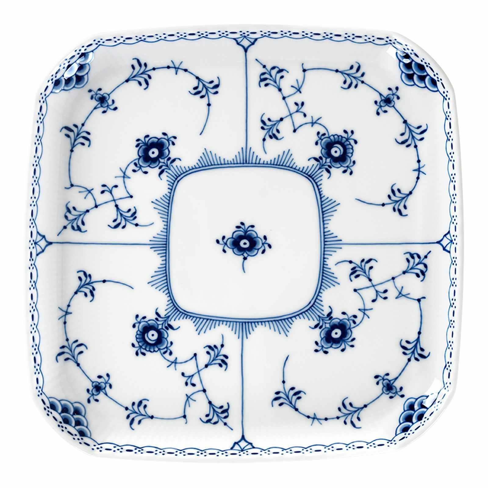 

[Официально импортировано] Royal Copenhagen Blue Fluted Half Lace Квадратное блюдо, 21 см, Свадебный подарок, 1066923