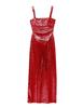 Sequin Long Dress for Women Spaghetti Strap Backless High Waist Slimming Party Gown Sexy Bodycon Side Slit Evening Dress Summer Beach Dress