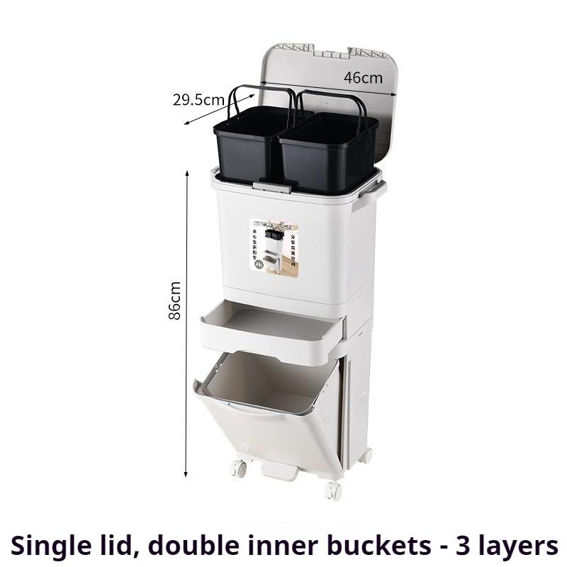 Kosz na śmieci do kuchni Wielofunkcyjny kosz na śmieci z podziałem Wąskie kosze na śmieci typu prasa z kółkiem Akcesoria kuchenne