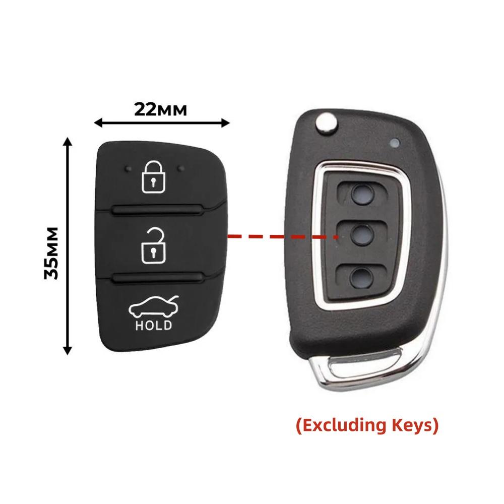 Car Remote Key Shell Silicone Key Button Pad 3 Buttons For Hyundai
