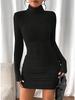 2025 European & American Autumn/Winter High Neck Slim Fit Knit Dress for Women