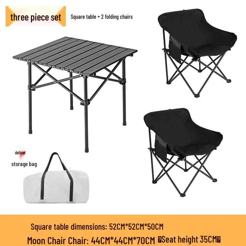 Portable Outdoor Folding Table & Chair Set for BBQs – Includes 1 Roll-up Table & 4 Chairs