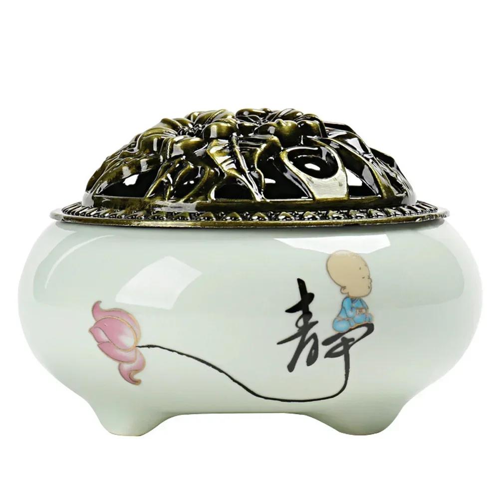 

Буддизм Подставка для благовоний, печь для спиральных благовоний, для офиса, 9,5*6,5 см, ароматы, керамический декор, курильница для дома, полезная CHINA