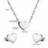 Love Earrings Necklace Set Fashion Sweet Necklace Cut Stainless Steel Jewelry Set Women
