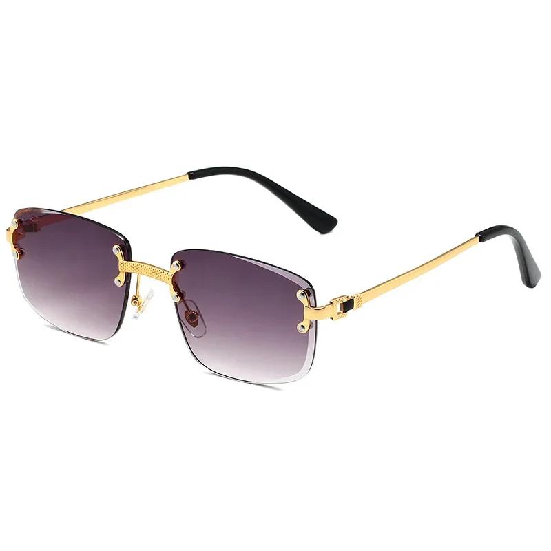 

Fashion Vintage Rivet Rimless Sunglasses Women For Men Square Sun Glasses Punk Luxury Brand Designer Popular Driving Shade UV400