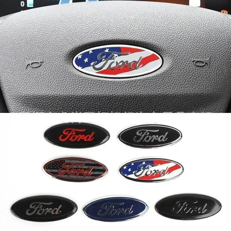 KRYQ4 Car Steering Wheel Logo Emblem Sticker CoverFor Ford Focus Kuga Fiesta Edge Explorer Escape Ecosport Mondeo Fusion Ranger Roush