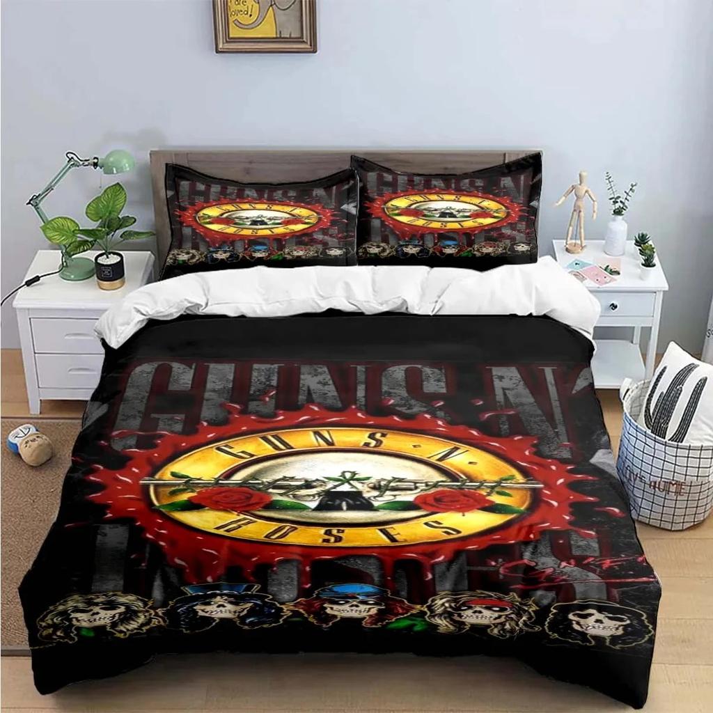 3D Tisk Guns N Roses GNR Kapela Retro Ložní Souprava Chlapci Dívky Twin Queen King Size Povlak na Přikrývku Povlak na Polštář Postel Chlapci Dospělí