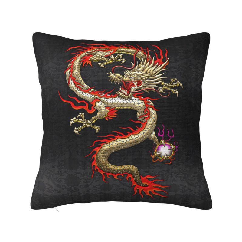Asian Tradition Dragon Totem Cushion Covers Xcm Velvet Throw Pillow Case for Sofa Square Pillowcase Living Room Decoration