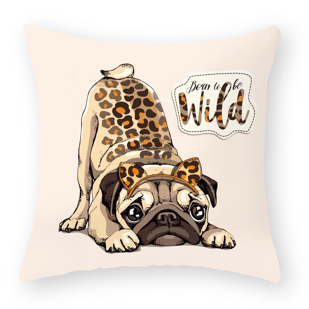 European and American Cartoon Dog Pillow Cover Peach Leather Velvet Print Pillow Cover Cushion Pillow Cover Car Sofa Waist