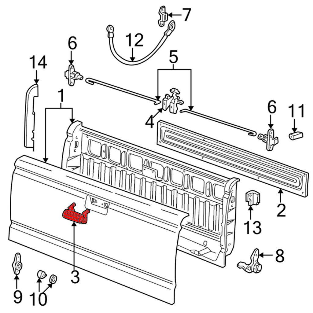 Black Car Rear Door Tailgate Handle Textured Exterior for Ford Ranger 1998 - 2011 Pickup Truck 1L5Z9943400AAA 1L5Z-9943400-AAA