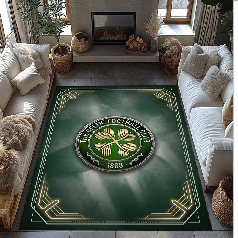Tappeto Morbido Antiscivolo per Interni con Motivo Calcio Celtic FC, Tappetino Decorativo Sportivo per Camera da Letto