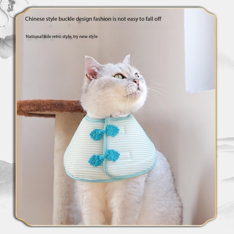 Soft Fabric Pet Cone Collar Chinese Traditional Style Comfortable Adjustable Surgery Protection for Cat Dog Breathable Sponge