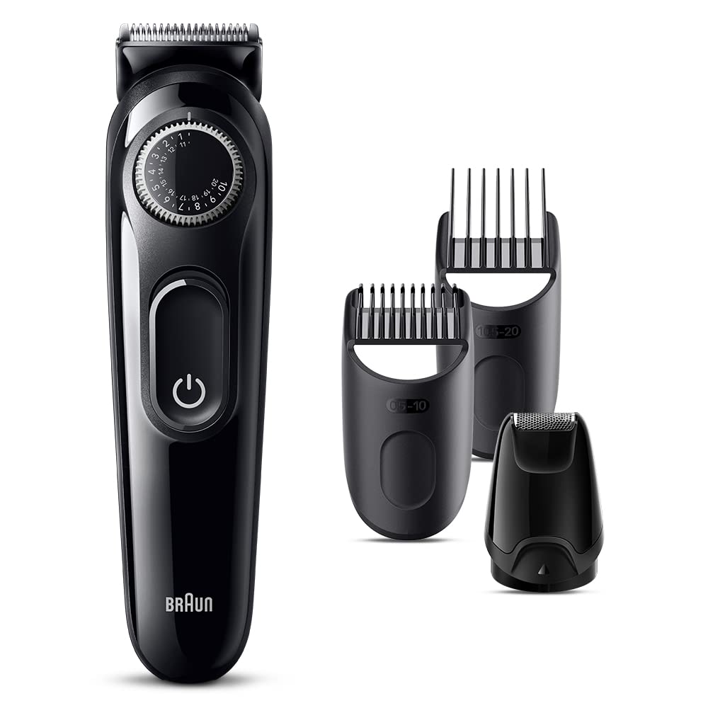Braun Beard Trimmer Series 3 Shaver BT3420 for Electric Beard Trimmer with 40 Length 50 Minutes of Operation Per and Head and Comb Men, Settings,