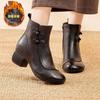 Ethnic Style Foreign Style Short Boots Women's 2025 Autumn and Winter New Warm Martin Boots Middle-aged and Elderly Retro Versatile Velvet Women's