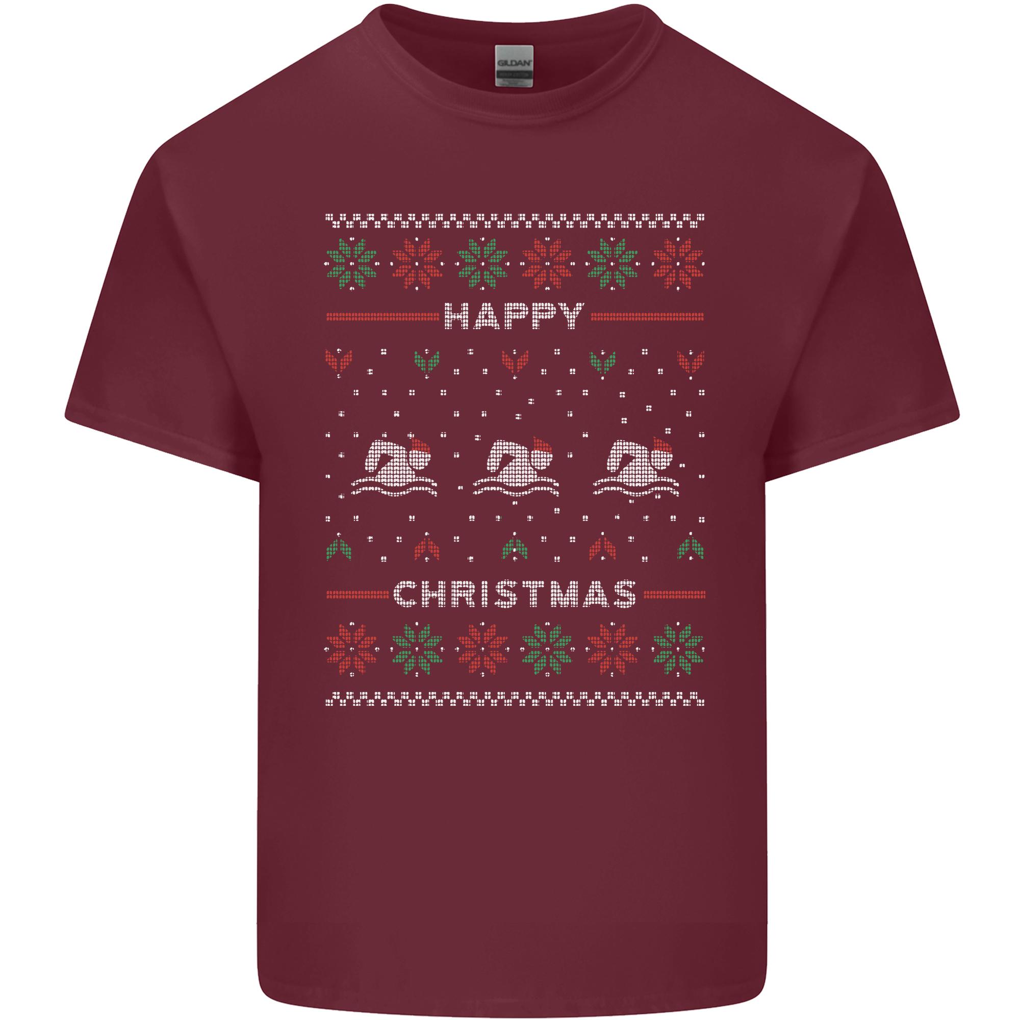 Christmas Swimming Design Unisexs Light Cotton TShirt S