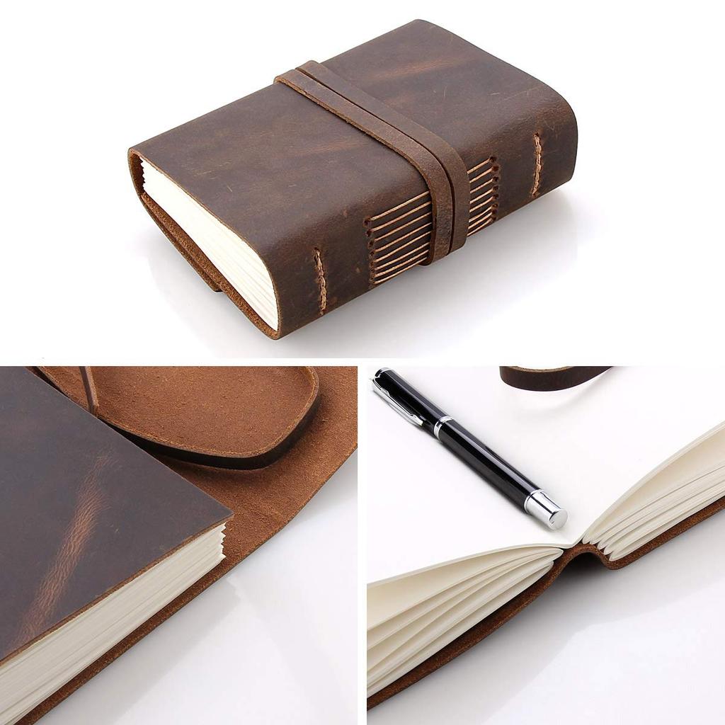 CEETOL Genuine Leather Travel Notebook, Handmade Planner, Planner, with Premium Leather Cover (Brown, Medium (13*9.5*2.5cm))