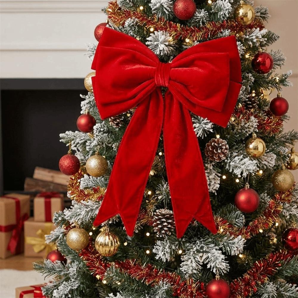 Red Bows Christmas Tree Topper Handmade Christmas Bows Ornaments Christmas Decor