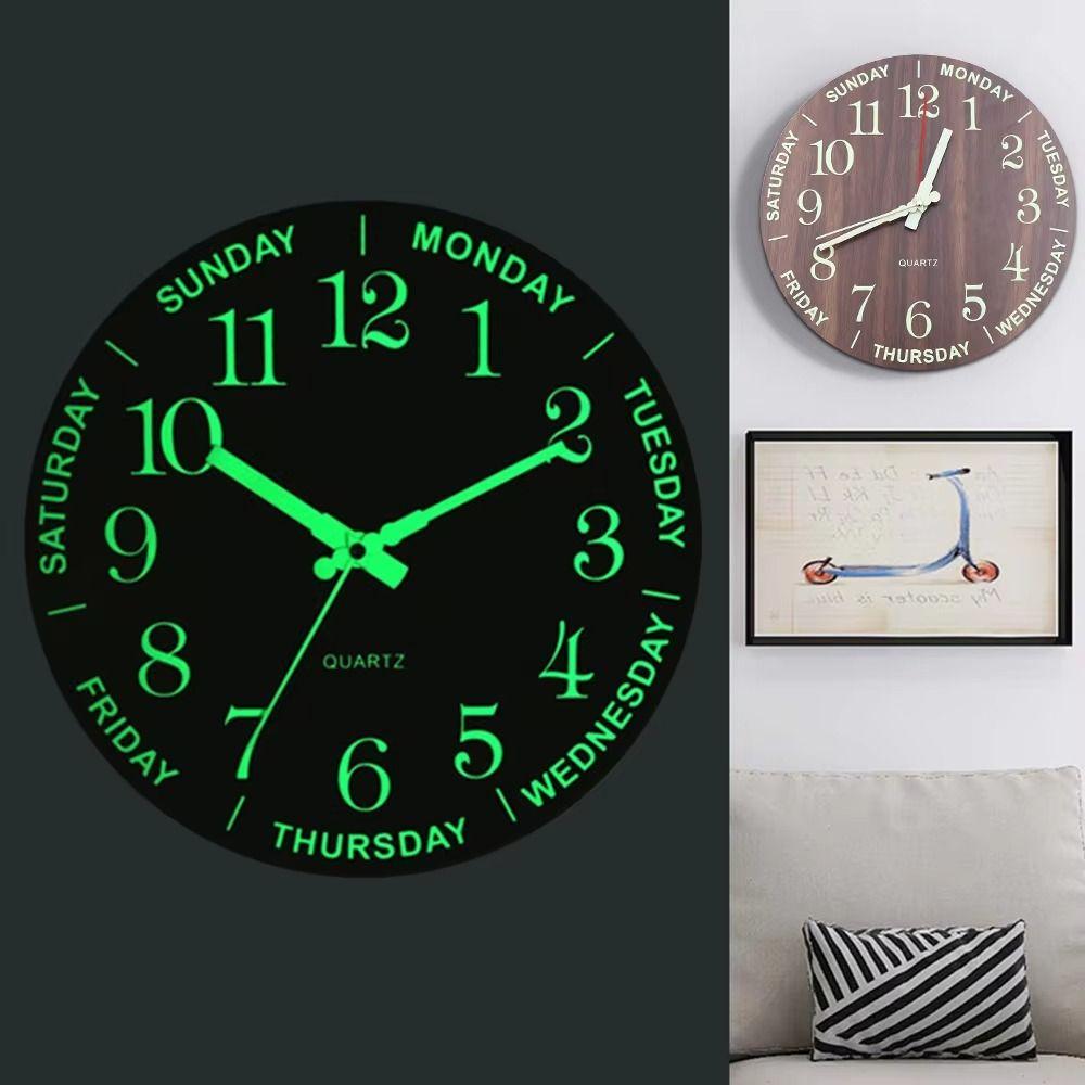 Silent Night Light Hanging Clock Glow In The Dark Wall Time Clock Round Quartz Clock  Office