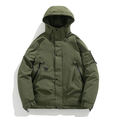 Men's White Duck Down Jacket Warm Hooded Thick Puffer Jacket Coat Casual  Overcoat Thermal Winter Parka Men