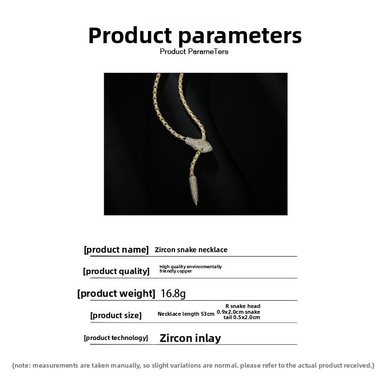 Heavy industry collarbone chain, high-grade zircon pull rope snake necklace, versatile neck chain