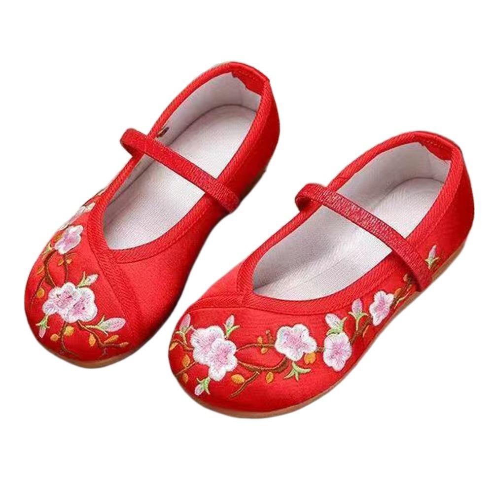 

Этнический стиль Цветочная вышивка Атласные туфли Мягкая подошва Танцевальные тапочки Балетки Для девочки Женщины 27