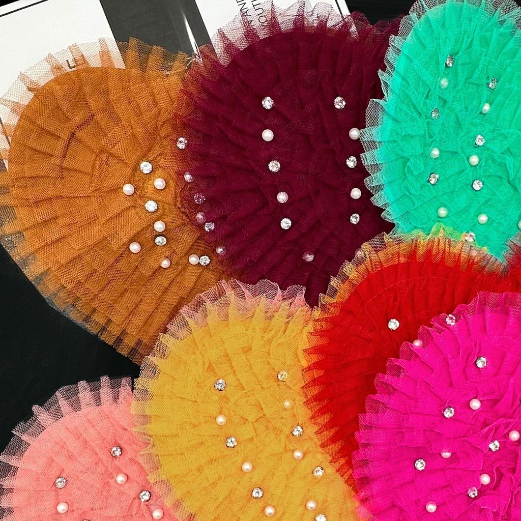 European And American Mesh Yarn Nails, Drills, Love Corsage Cloth Stickers, Handmade Three-Dimensional Pleated Lace Lace Clothing Accessories