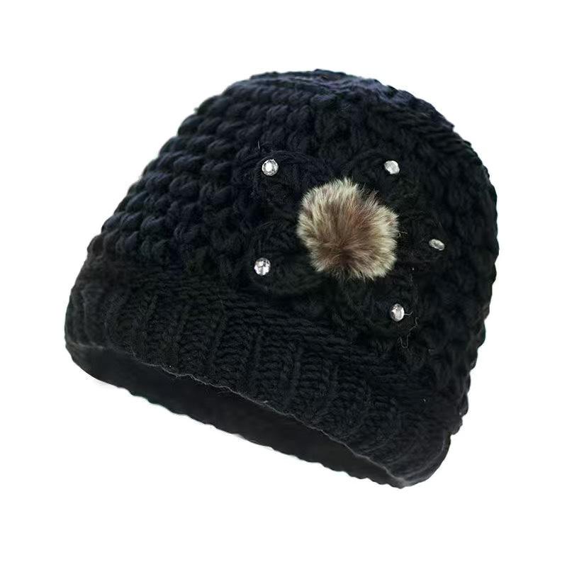 Middle-aged and Elderly Hats for Women, Thickened and Velvet Old People's Hats In Winter, Warm Mother Hats, Old Women's Autumn Knitted Wool Hats